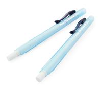 Pentel Clic Stick Eraser Rubber Holder - Blue Barrel - White Eraser - Pack of 2