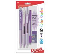 Pentel Color Shades Writing Pack - Includes; Pencil, Pens, and Erasers- Pastel Violet (BLBKALZBPV)