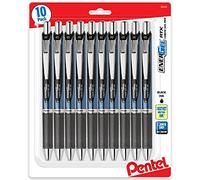 Pentel Energel 0.5 mm black needle tip pens, 10 Pack, Rtx Retractable Liquid Gel Pen, Great for Office, School & Home for Women & Men BLN75BP10A
