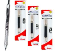 Pentel Energel 0.7 Alloy Rt Bl407 Black Gel Ink Pen with 3 Packs of Refills, Silver Barrel, 0.7 mm Medium Point by Energel Alloy RT