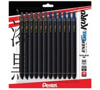 Pentel Energel 0.7 Kuro Gel Pen - Medium Line - 12 Pack Of 6 Black & 6