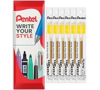 Pentel Energel 0.7mm Refill Metal Tip LR7 - BL77/BL57/BL37 Pen Refill - in Envelope Gift Packaging - Pack of 6 (Yellow)