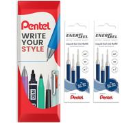 Pentel Energel 0.7mm Refill Metal Tip LR7 - BL77/BL57/BL37 Pen Refill - in Envelope Gift Packaging - Pack of 6 (Blue)