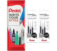 Pentel Energel 0.7mm Refill Metal Tip LR7 - BL77/BL57/BL37 Pen Refill - in Envelope Gift Packaging - Pack of 6 (Black)