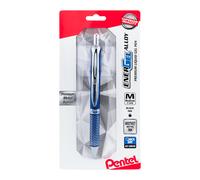 Pentel Energel Alloy Retractable Liquid Gel Pen, (0.7mm) Medium Line, Navy Blue Barrel, Black Ink, 1 Pack (BL407CBPA)
