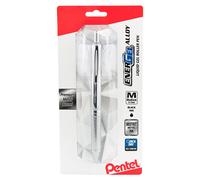 Pentel Energel Alloy Retractable Liquid Gel Pen (0.7mm) Medium Line Silver Barrel Black Ink 1 Pack (BL407BP)