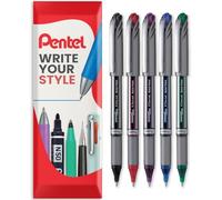 Pentel Energel BL27 Liquid Gel Ink Rollerball Pen - 0.7mm Metal Tip - In Envelope Gift Packaging (Assorted Pack of 5)