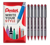 Pentel Energel BL27 Liquid Gel Ink Rollerball Pen - 0.7mm Metal Tip - In Envelope Gift Packaging (Red Pack of 6)