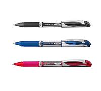 Pentel Energel BL57 Metal Tip Rollerball - 0.7 mm Nib - Black, Blue, Red - Pack of 3