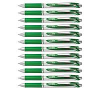 Pentel EnerGel BL77-D Gel-Ink Roller Ball Pen with Push-Button Mechanism 0.35 mm - Green (Pack of 12)