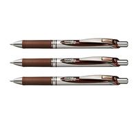 PENTEL ENERGEL BL77 Retractable Gel Ink Rollerball Pens 0.7 mm Tip Brown Pack of 3