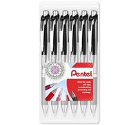 Pentel EnerGel BL80 - Retractable Liquid Gel Ink Pen - 1.0mm - 54% Recycled - Clam Pack Gift Set of 6 - Black Ink