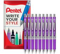 Pentel EnerGel BL80 - Retractable Liquid Gel Ink Pen - 1.0mm - 54% Recycled - Pack of 9 - Violet Ink - In Envelope Gift Packaging