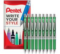 Pentel Energel BL80 - Retractable Liquid Gel Ink Pen - 1.0mm - Pack of 9 - Green - In Envelope Gift Packaging