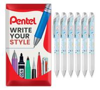 Pentel Energel BLN75 Retractable Gel Ink Rollerball Pen - 0.5mm - 54% Recycled - Black Ink - In Envelope Gift Packaging (6 Pack, Takigori)
