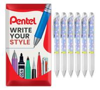 Pentel Energel BLN75 Retractable Gel Ink Rollerball Pen - 0.5mm - 54% Recycled - Black Ink - In Envelope Gift Packaging (6 Pack, Dango)