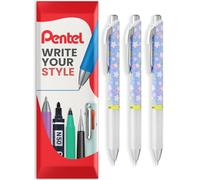 Pentel Energel BLN75 Retractable Gel Ink Rollerball Pen - 0.5mm - 54% Recycled - Black Ink - In Envelope Gift Packaging (3 Pack, Dango)