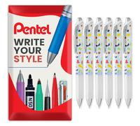 Pentel Energel BLN75 Retractable Gel Ink Rollerball Pen - 0.5mm - 54% Recycled - Black Ink - In Envelope Gift Packaging (6 Pack, Bento)