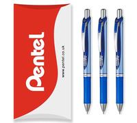 Pentel Energel BLN75 Retractable Gel Ink Rollerball Pen - 0.5mm - 54% Recycled (Blue Pack of 3)
