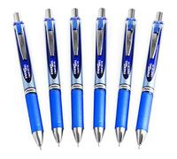 Pentel Energel BLN75 Retractable Gel Ink Rollerball Pen - 0.5mm - 54% Recycled (Blue Pack of 6)