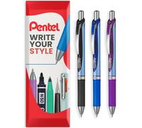 Pentel Energel BLN75 Retractable Gel Ink Rollerball Pen - 0.5mm - 54% Recycled - In Envelope Gift Packaging (Teacher's Pack of 3)