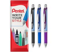 Pentel Energel BLN75 Retractable Gel Ink Rollerball Pen - 0.5mm - 54% Recycled - In Envelope Gift Packaging (Teacher's Pack of 3)