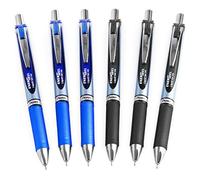 Pentel Energel BLN75 Retractable Gel Ink Rollerball Pen - 0.5mm - Black and Blue - Pack of 6