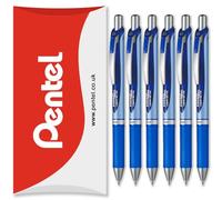 Pentel Energel BLN75 Retractable Gel Ink Rollerball Pen - 0.5mm - Blue - Pack of 6