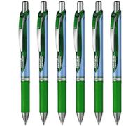 Pentel Energel BLN75 Retractable Gel Ink Rollerball Pen - 0.5mm - Green - Pack of 6