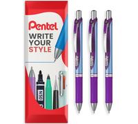 Pentel Energel BLN75 Retractable Gel Ink Rollerball Pen - 0.5mm - Violet - Pack of 3 in Envelope Gift Packaging