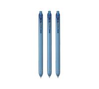 Pentel Energel Click Retractable Gel Ink Pen 0.7mm Thin Rubberized Matte Black with Integrated Moulded Grip - Blue Metallic Ink (Pack of 3) (BL437R2)