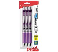 Pentel EnerGel Deluxe RTX Gel Pens Medium Point 0.7 mm Assorted Barrels Violet Ink Pack Of 3