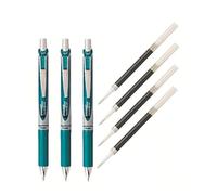 Pentel EnerGel Deluxe RTX Liquid Gel Ink Pen Set Kit, Pack of 3 with 4 Refills (Turquoise - 0.7mm)