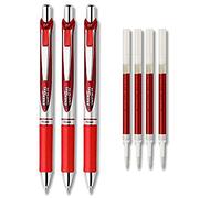 Pentel EnerGel Deluxe RTX Liquid Gel Ink Pen Set Kit, with 4 Refills (Red - 0.7 mm) by Pentel