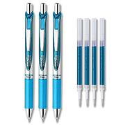 Pentel EnerGel Deluxe RTX Liquid Gel Ink Pen Set Kit, with 4 Refills (Sky Blue - 0.7mm) by Pentel