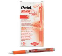 Pentel EnerGel Deluxe RTX Retractable Liquid Gel Pen, Medium Line, Metal Tip, Orange Ink, Box of 12 (BL77-F)