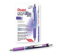 Pentel EnerGel Deluxe RTX Retractable Liquid Gel Pen Medium Line Needle Tip Violet Ink Box of 12 (BLN77-V)