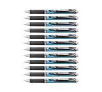 Pentel® EnerGel™ Deluxe RTX Retractable Liquid Gel Pens, Fine Point, 0.5 mm, 54% Recycled, Blue Barrel, Black Ink, Pack Of 12 Pens