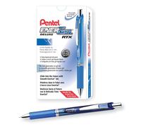 Pentel EnerGel Deluxe RTX Retractable Pens, Needle Point, 0.7 mm, Blue Barrel, Blue Ink, Pack Of 12 Pens