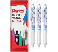 Pentel EnerGel Gel Ink Retractable Rollerball Pen - BLN75 0.5mm Nib - Kawaii Onomatopoeia Limited Edition Pens - Black Ink - in Envelope Gift Packaging (Kira-Kira Pack of 3)