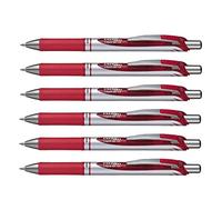 Pentel EnerGel Gel Ink Rollerball Pens with Pressure Mechanism, 0.7 mm, Pack of 6 (Red, 6-Pack)