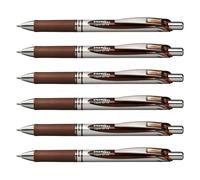 Pentel EnerGel Gel Ink Rollerball Pens with Pressure Mechanism, Pack of 6, 0.7 mm (Brown, 6-Pack)