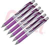 Pentel EnerGel Gel Rollerball Pen with Push Mechanism, Pack of 6, 0.7 mm (Purple, Pack of 6)