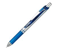 Pentel Energel Knock Ballpoint Pen 0.5mm Needle Tip Blue Ink Silver Body with Blue Accent (BLN75Z-C)