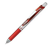 Pentel Energel Knock Ballpoint Pen, 0.5mm Needle Tip, Red Ink, Silver Body with Red Accent (BLN75Z-B)