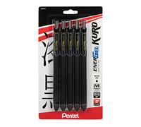 Pentel EnerGel Kuro Liquid Gel Pen, (0.7mm) Medium line, Black Ink, 5 Pack