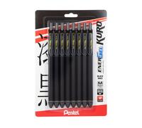 Pentel EnerGel Kuro Liquid Gel Pen (0.7mm) Medium line Black Ink 8 Pack