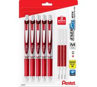 Pentel EnerGel Liquid Gel Ink Pens 0.7 mm - Pack of 5 Red Deluxe RTX E