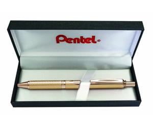 Pentel EnerGel Liquid-Gel Sterling BL407X-BOX Rollerball Pen with All-Over Gold-Coloured Casing Stroke Width 0.35 mm Ball Diameter 0.7 mm Black