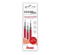Pentel LRN5-3B Refill for EnerGel Pens 0.5 Ball = 0.25 mm Line Width, Needle Tip, Pack of 3, Red